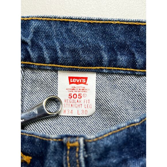 Vintage Levi’s 505 Regular Fit Straight Leg Jeans Blue Denim 34x30 Actual 32x31 - Picture 3 of 13